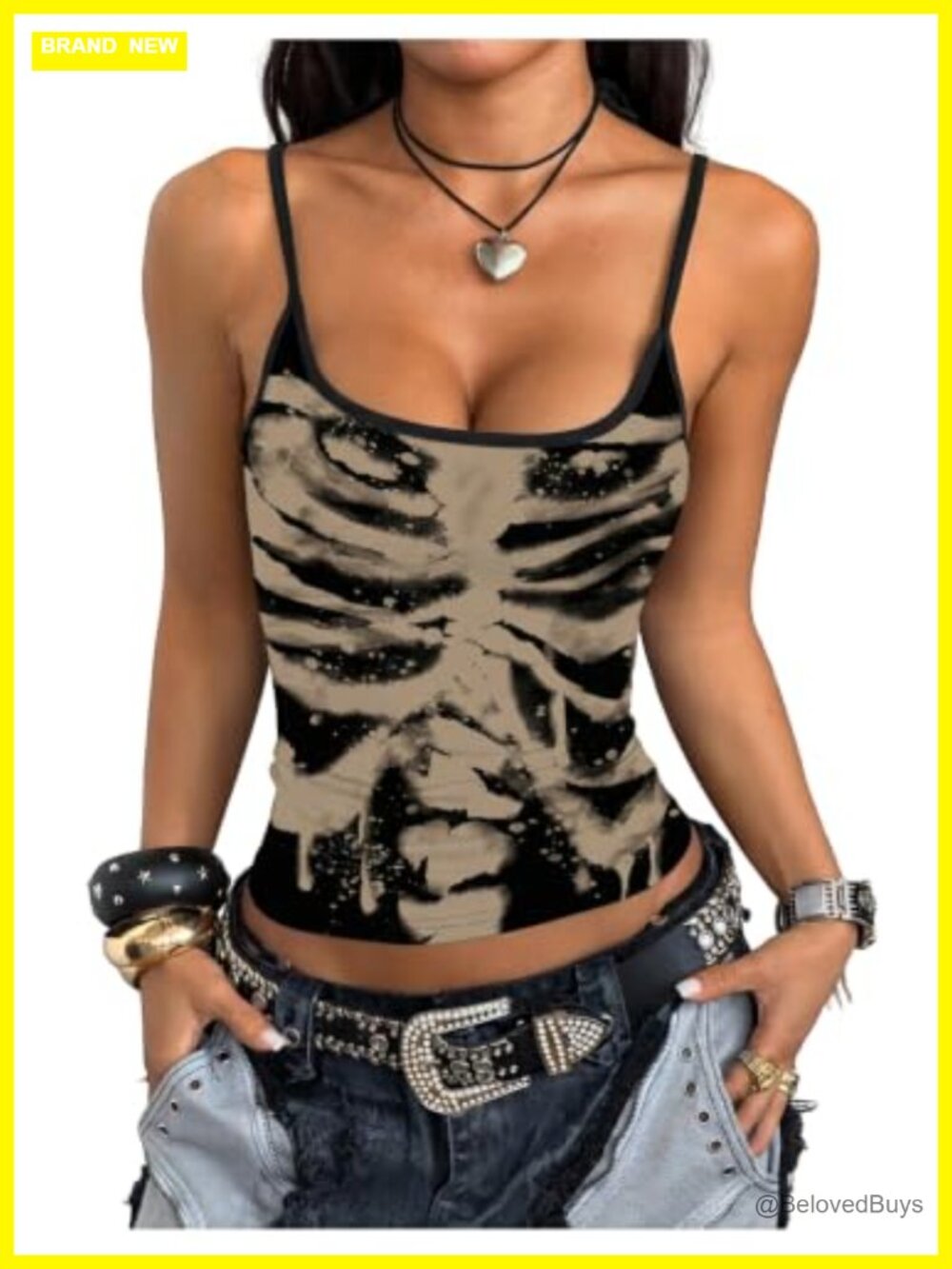 Women's Gothic Skull Graphic Cami Crop Top Y2k Sleeveless Slim Fit